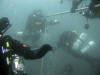 Divers decompressing on the deco station